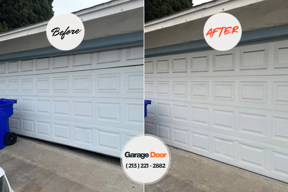 Before and after: garage door repair Burt, MI
